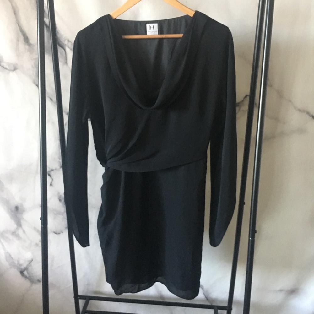 Halston Heritage Cowl Neck Bell Sleeve Dress - 6